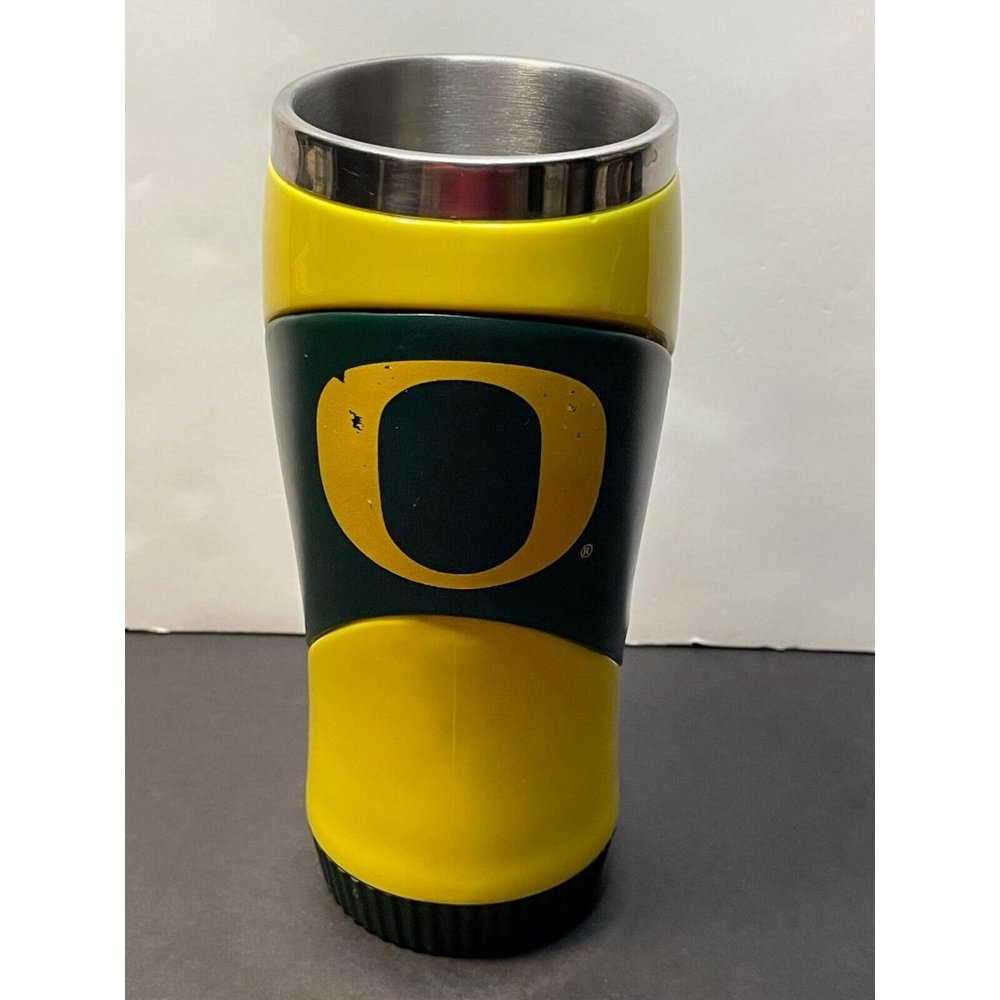 Oregon Ducks stainless steel tumbler coffee mug green yellow